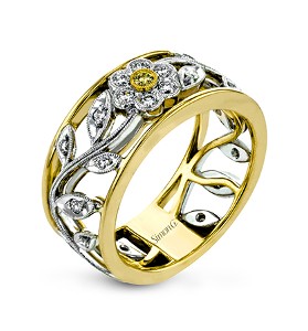 Multi-metal tones floral motif Simon G. fashion ring