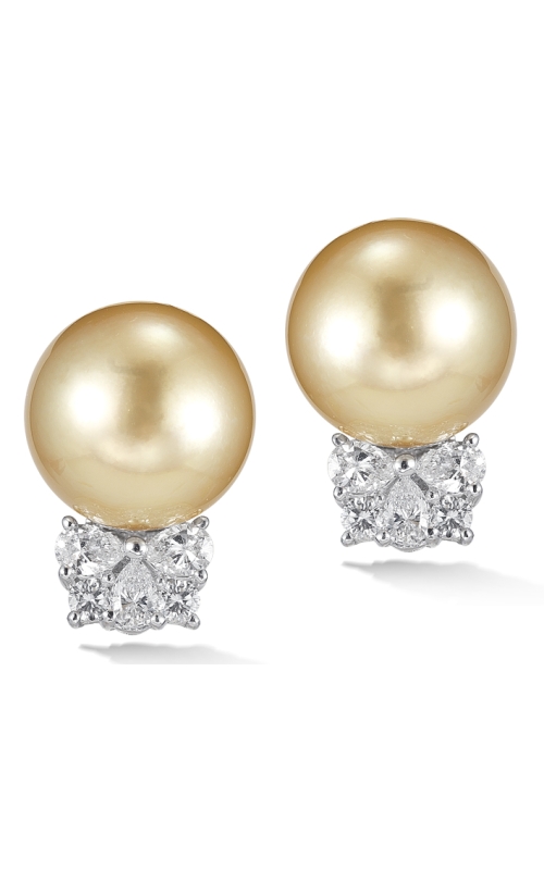Golden South Sea Pearl and Diamond Earrings