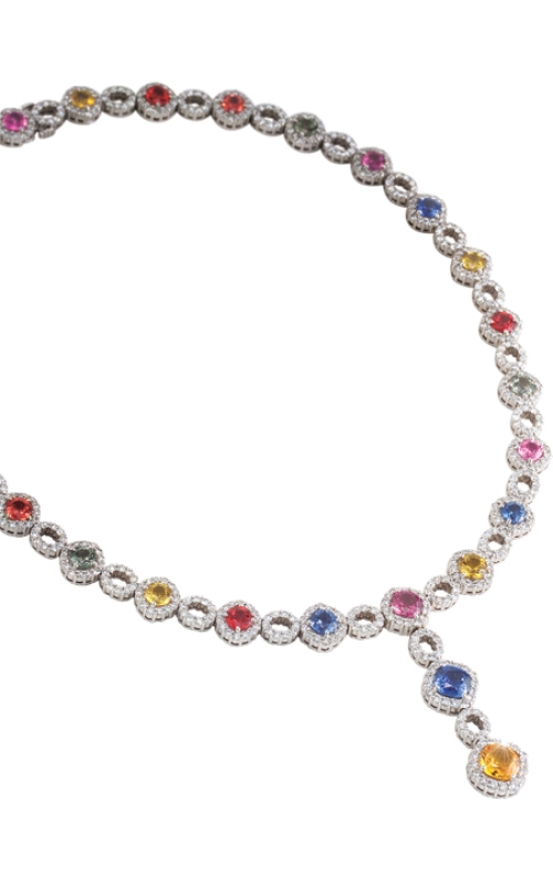 Multi Color Sapphire and Diamond Necklace Multi Color Sapphire and Diamond Necklace