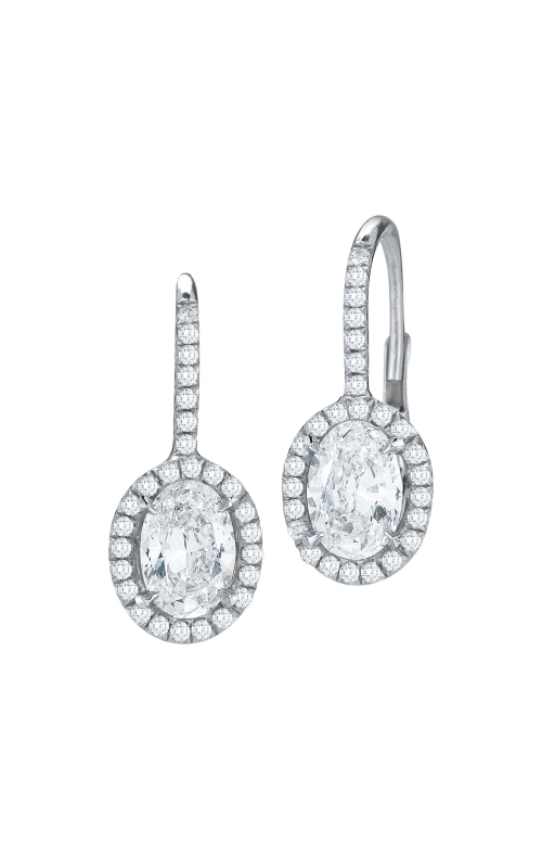 18K White Gold Oval Diamond Earrings