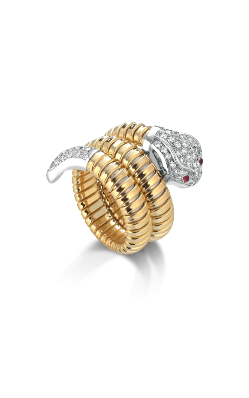 18k Yellow/White Gold Serpent with Diamonds and Rubies